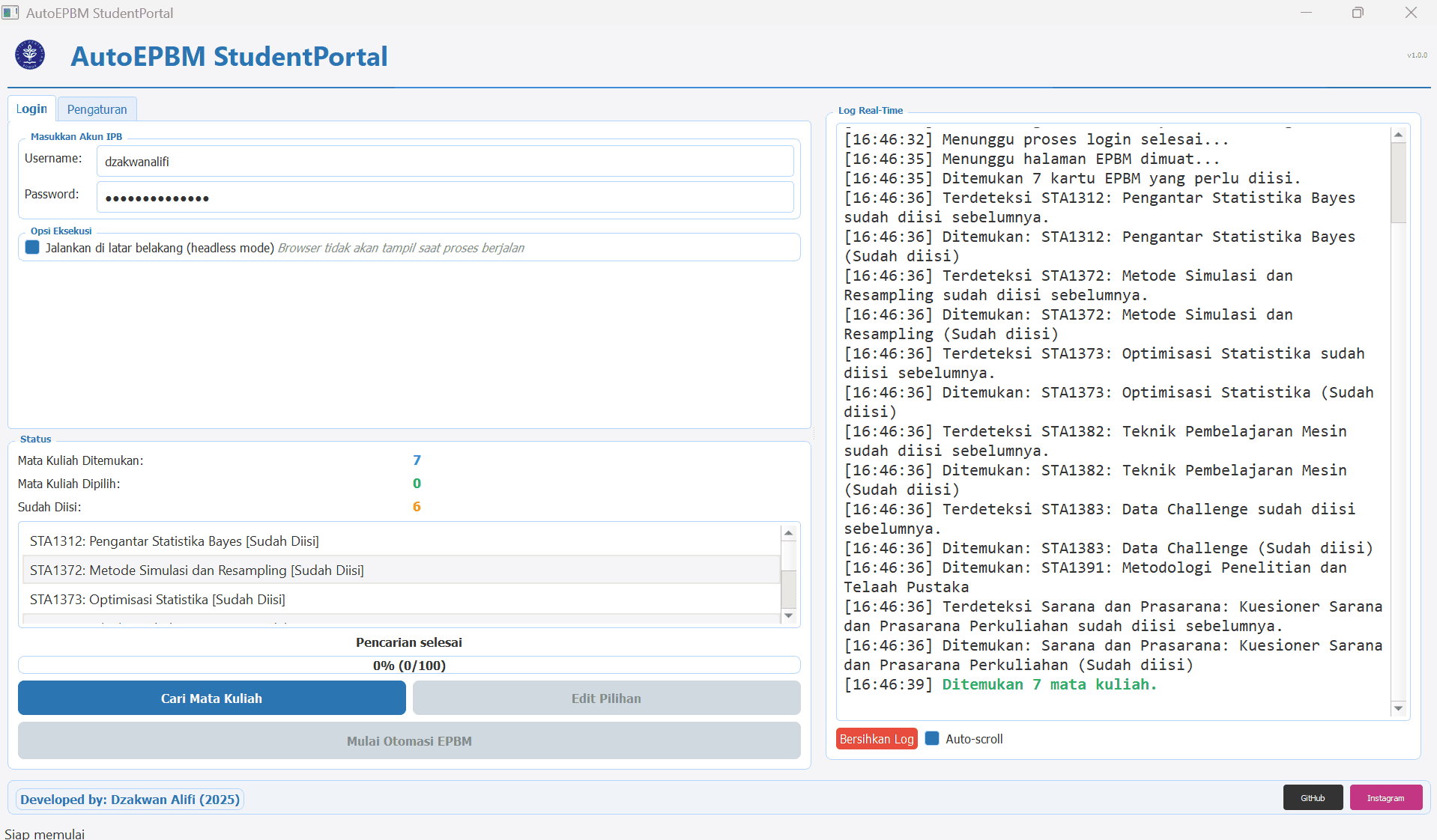 AutoEPBM desktop application main screen from its README