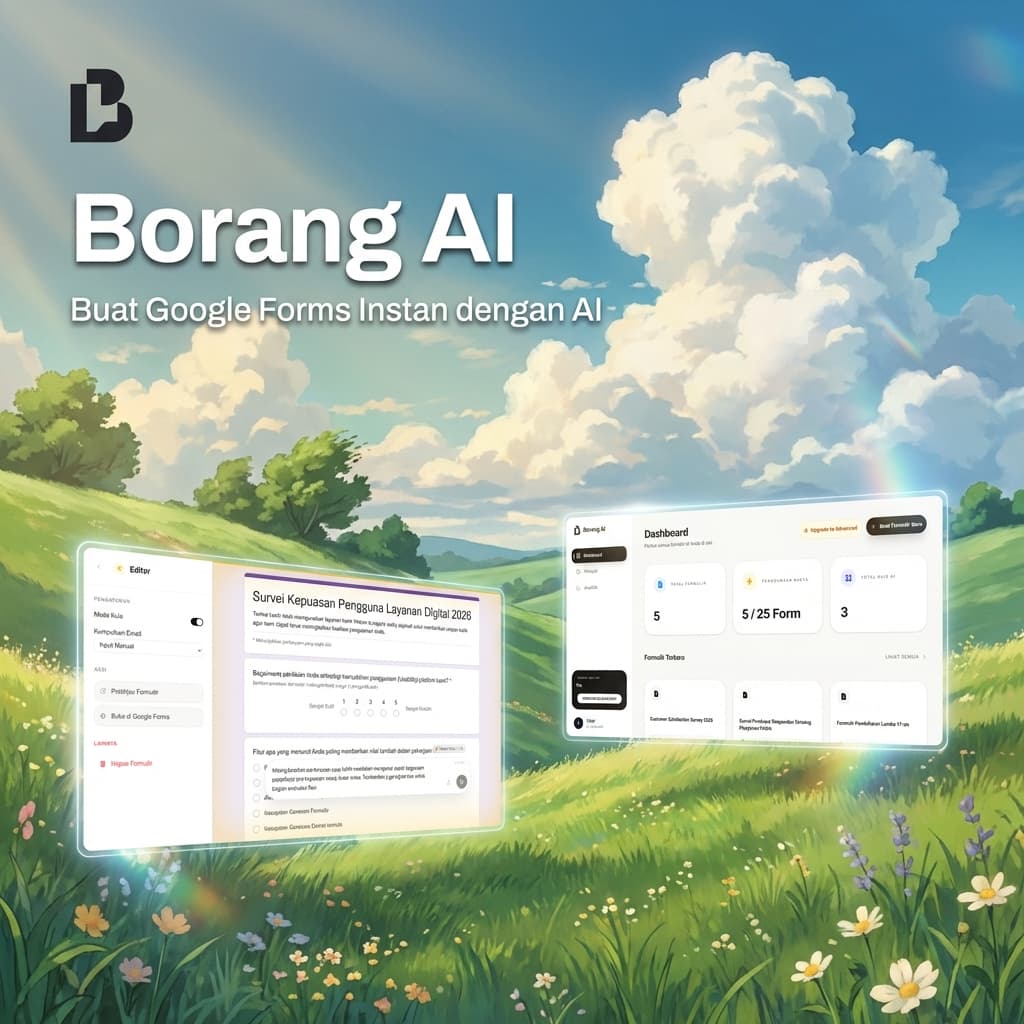 Borang AI website preview showing its form editor and dashboard